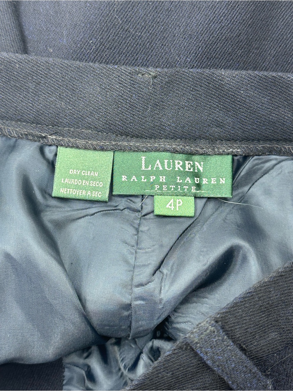 Lauren Ralph Lauren 4P Wool Wide Leg Pants Pleated High Rise Navy USA Vintage - Picture 2 of 7